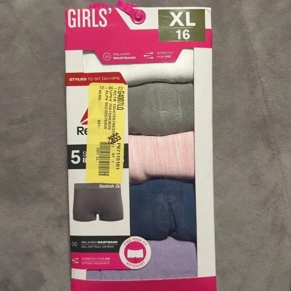 Reebok Girls Seamless Boyshort Panties, 5-Pack